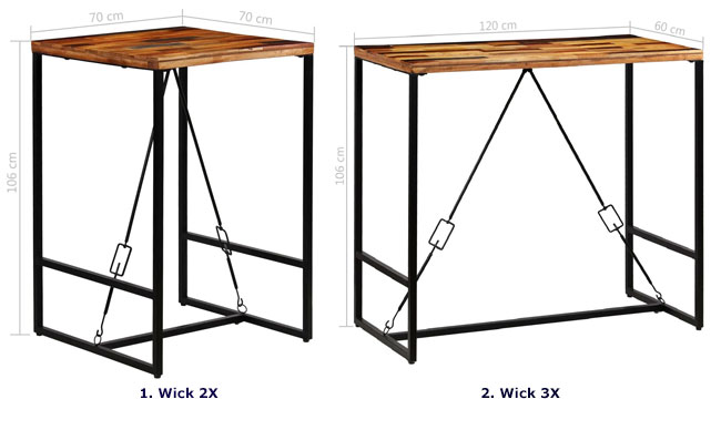 Produkt Industrialny stolik barowy 70x70 – Wick 2X