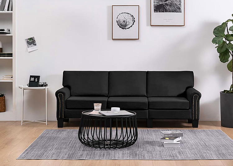 Trzyosobowa czarna sofa Alaia 3X