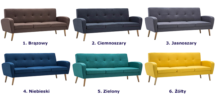 Produkt Trzyosobowa sofa pikowana niebieska - Anita 3Q