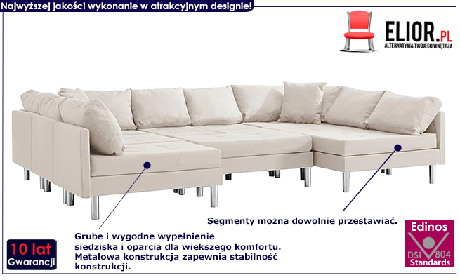 Sofa modułowa z kremowej tkaniny Astoa 9Q 