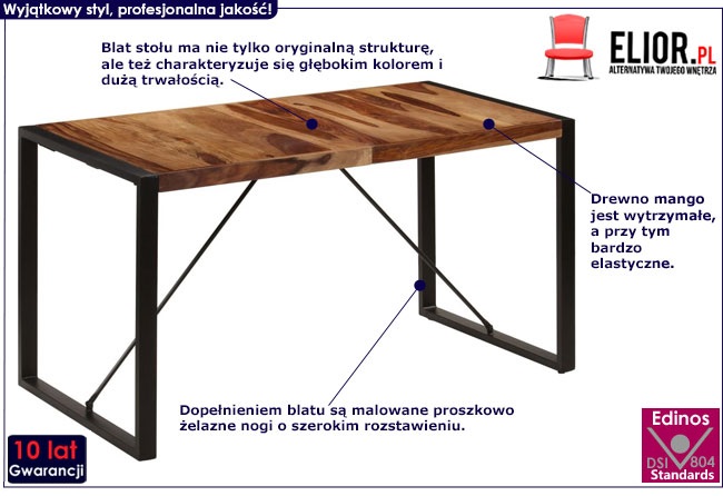 Brązowy stół z drewna sheesham Veriz 3X