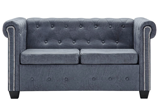 Produkt Dwuosobowa sofa Charlotte 2Q w stylu Chesterfield - szara - zdjęcie numer 2