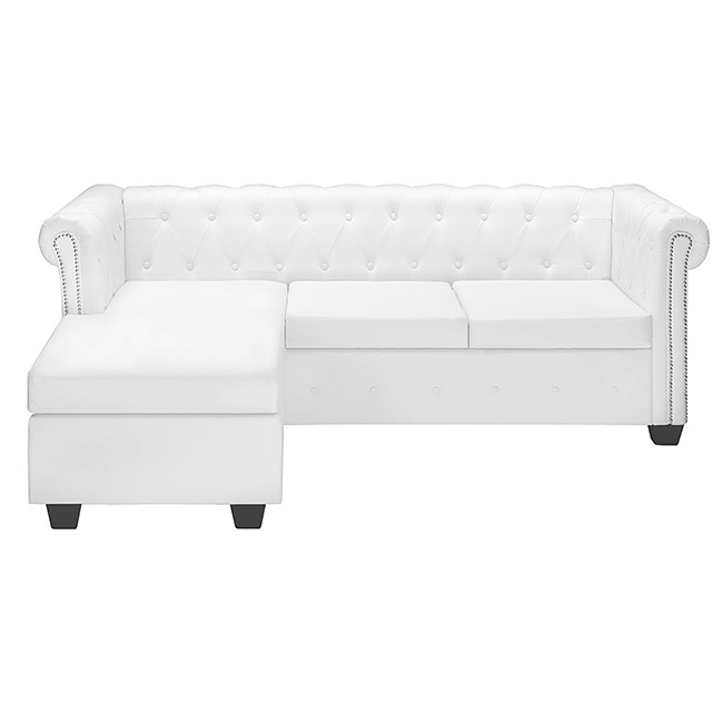 Biała sofa Charlotte 4Q, styl Chesterfield