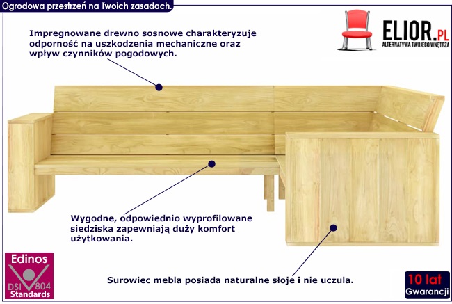 Produkt Drewniana narożna ławka ogrodowa - Conal 3X