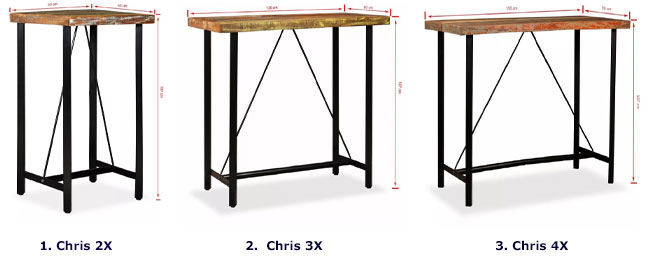 Produkt Wielokolorowy stolik z drewna odzyskanego – Chris 3X