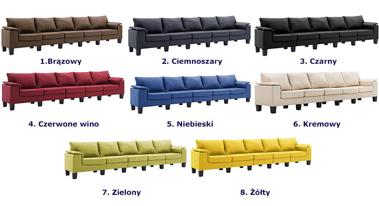 Produkt Pięcioosobowa ekskluzywna czarna sofa - Ekilore 5Q