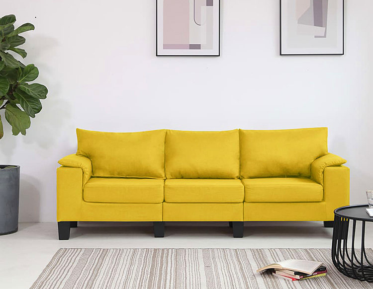 Ekskluzywna trzyosobowa żółta sofa Ekilore 3Q