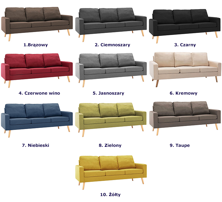 Produkt 3-osobowa czarna sofa - Eroa 3Q