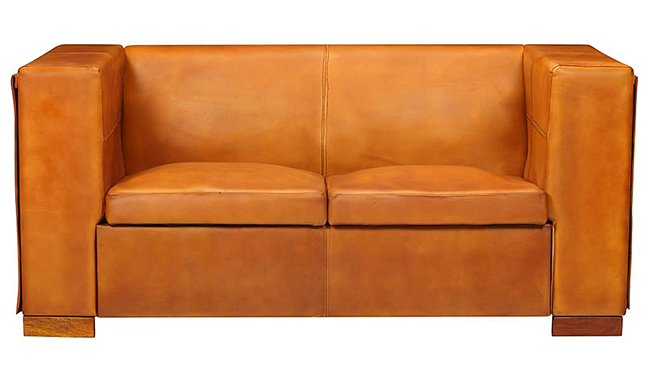 2-osobowa sofa Exea 2Q z czarnej skóry naturalnej