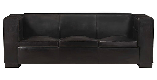3-osobowa sofa Exea 3Q z czarnej skóry naturalnej