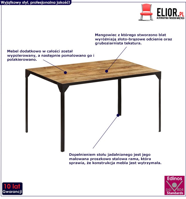 Produkt Stół w stylu industrialnym ze stali i drewna Kartes 2X – brązowy 