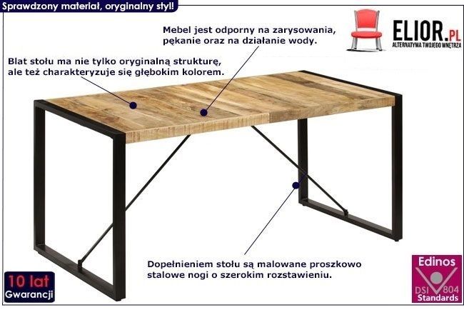 Industrialny stół z drewna mango Veriz 3X