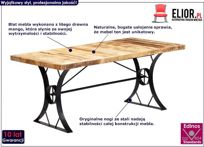 Produkt Jasnobrązowy stół z drewna mango – Kanis 