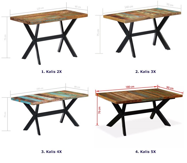 Produkt Wielokolorowy stół z drewna odzyskanego – Kalis 3X  - zdjęcie numer 2