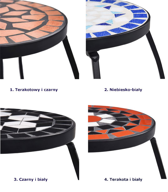 Produkt Zestaw terakotowych okrągłych stolików mozaikowych – Henry