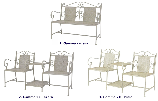 Produkt Metalowa ławka ogrodowa Gamma 2X - szara - zdjęcie numer 2