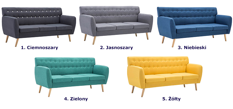 Produkt 3-osobowa niebieska sofa pikowana - Lilia
