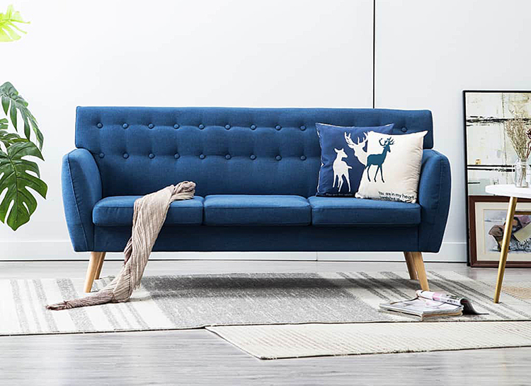 3-osobowa sofa pikowana Lilia, niebieska