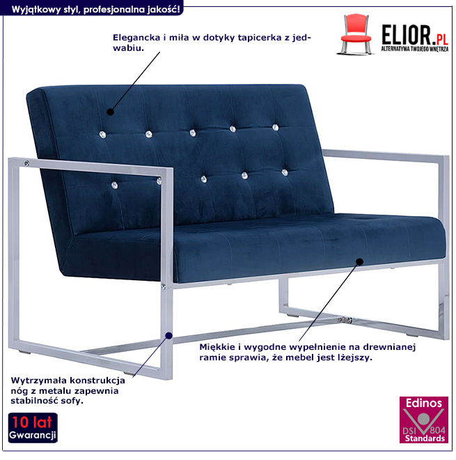 Produkt Zgrabna 2-osobowa sofa Mefir - niebieska