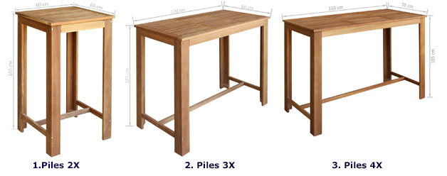 Produkt Stolik barowy drewniany Piles 4X – brązowy  - zdjęcie numer 2