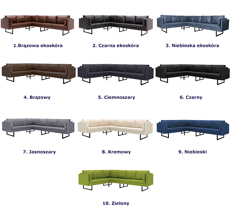 Produkt 7-osobowa zielona sofa narożna z tkaniny - Sirena