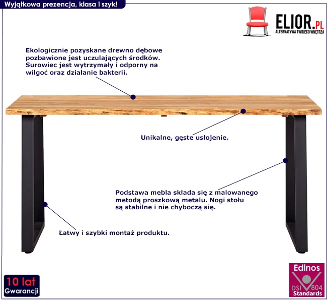 Produkt Stół z drewna dębowego Eruv 3X – naturalny 