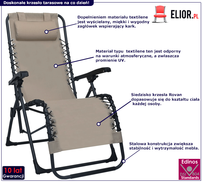 Produkt Szarobrązowe składane krzesło tarasowe – Rovan