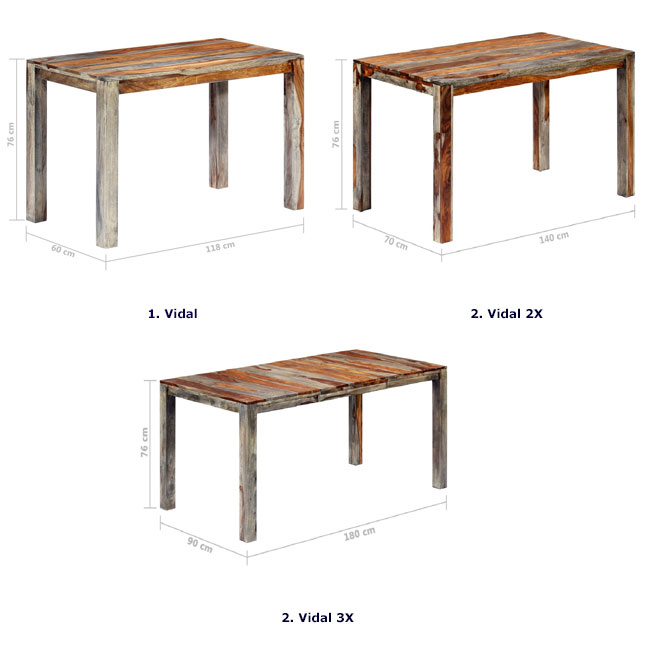Produkt Stół z drewna sheesham Vidal 3X – szary  - zdjęcie numer 2