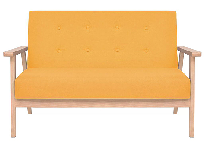 Żółta sofa Vita 2X tapicerowana
