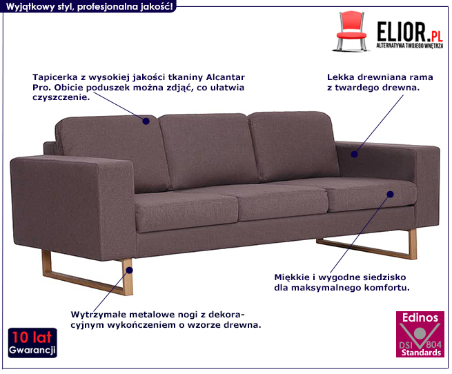 Produkt Elegancka trzyosobowa sofa Williams 3x -  taupe