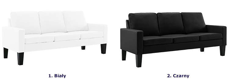 Produkt 3-osobowa czarna sofa z ekoskóry - Zuria 3Q