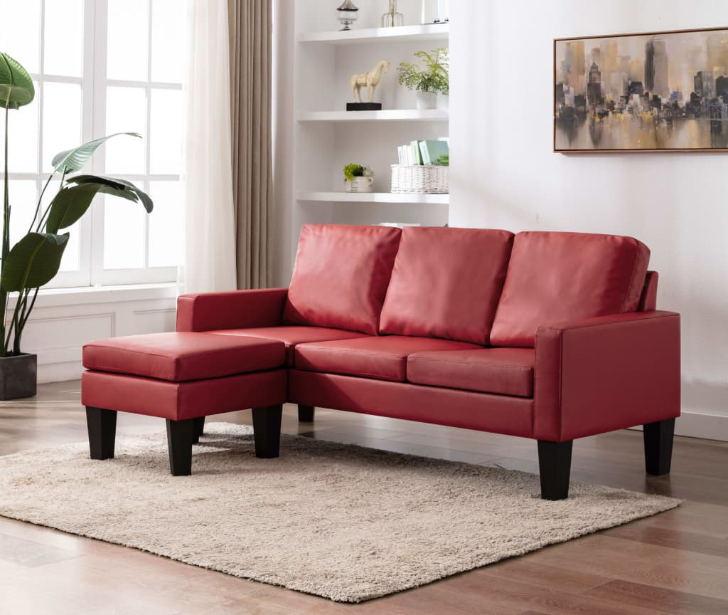 Sofa winna czerwień z ekoskóry Zuria 3Q