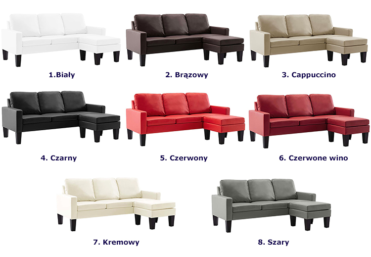 Produkt 3-osobowa sofa z ekoskóry z podnóżkiem brązowa - Zuria 4Q