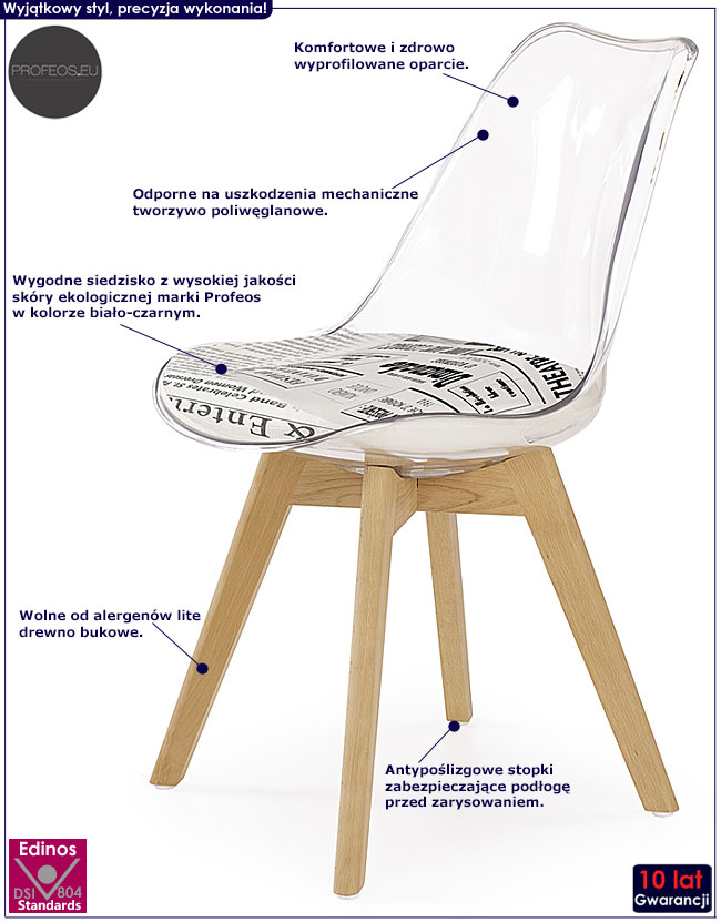 Przezroczyste krzesło kuchenne Edwin 2X