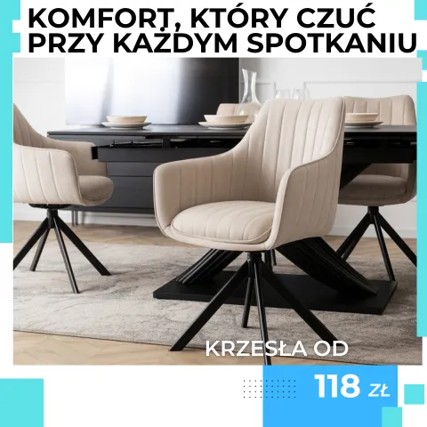 Komfortowe krzesła, idealne do długich spotkań przy stole. Sprawdź.