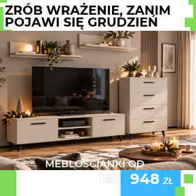 Modne meblościanki do salonu idealne na świąteczne filmy. Zainwestuj w filmowe wieczory teraz, nie czekaj na święta!