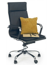 Czarny skórzany fotel obrotowy biurowy - Emelsa w sklepie Edinos.pl