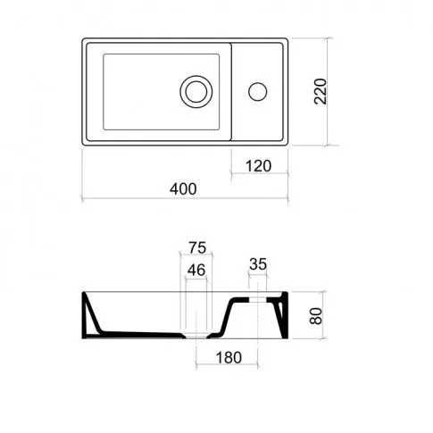 Szczegółowe zdjęcie nr 4 produktu Ceramiczna umywalka prostokątna Giallo - biała