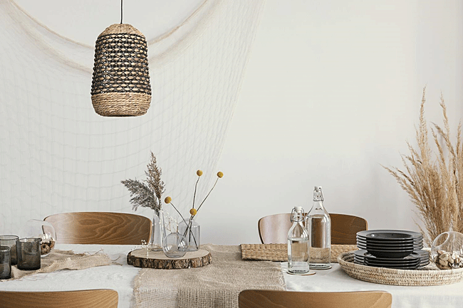 Boho lampa wisząca Endi - rattan