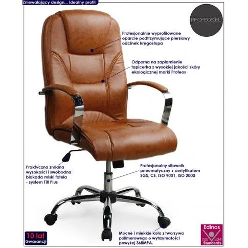 Fotografia Fotel obrotowy Uweros - brązowy z kategorii Fotele obrotowe