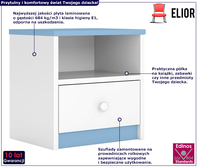 Szafka nocna dla chłopca Happy 4X - niebieska