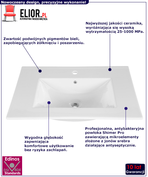 Biała umywalka łazienkowa Rutica 60 cm