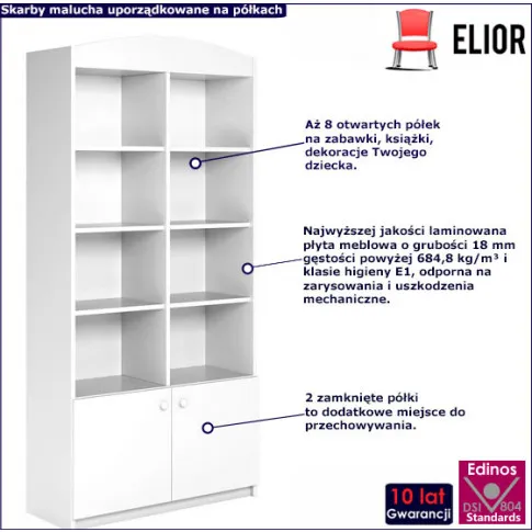 Fotografia Biały regał dla dziecka - Rostok 5X z kategorii Regały, półki i szafy