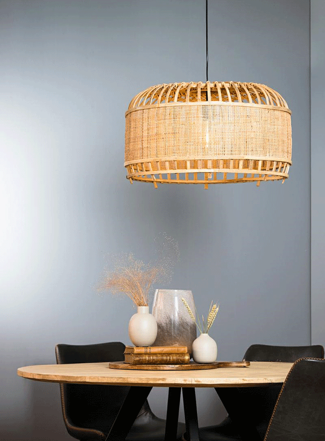 Beżowa lampa wisząca boho - bambusowa