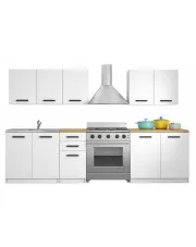 Zestaw białych mebli kuchennych z blatem dąb artisan - Igaris w sklepie Edinos.pl