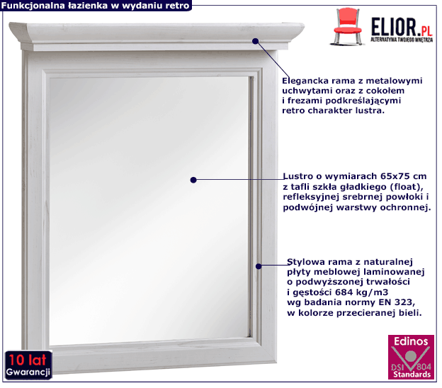 Lustro łazienkowe w stylowej ramie Vermont 7X