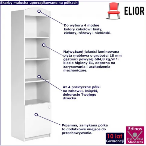Fotografia Biały regał dla dziecka - Rostok 7X z kategorii Regały, półki i szafy