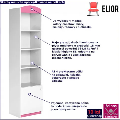Fotografia Regał dla dziewczynki Happy 7X - różowy z kategorii Regały, półki i szafy