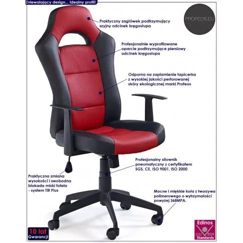 Fotografia Fotel obrotowy Nitra - czerwony z kategorii Fotele