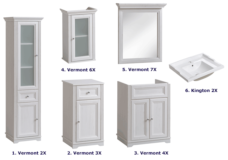 Komplet szafek łazienkowych drewnianych Vermont 60
